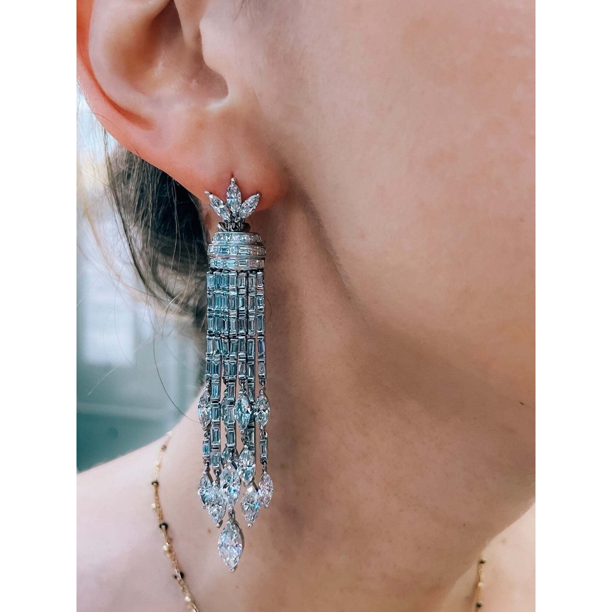 Diamond hanging earrings Clearance