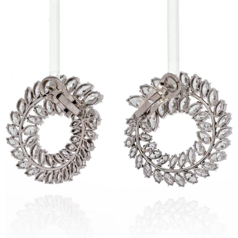 Platinum 30 Carat Marquise Diamond Swirl Earrings