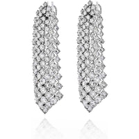 Platinum 35 Carats Cascading Round Diamond Waterfall Earrings
