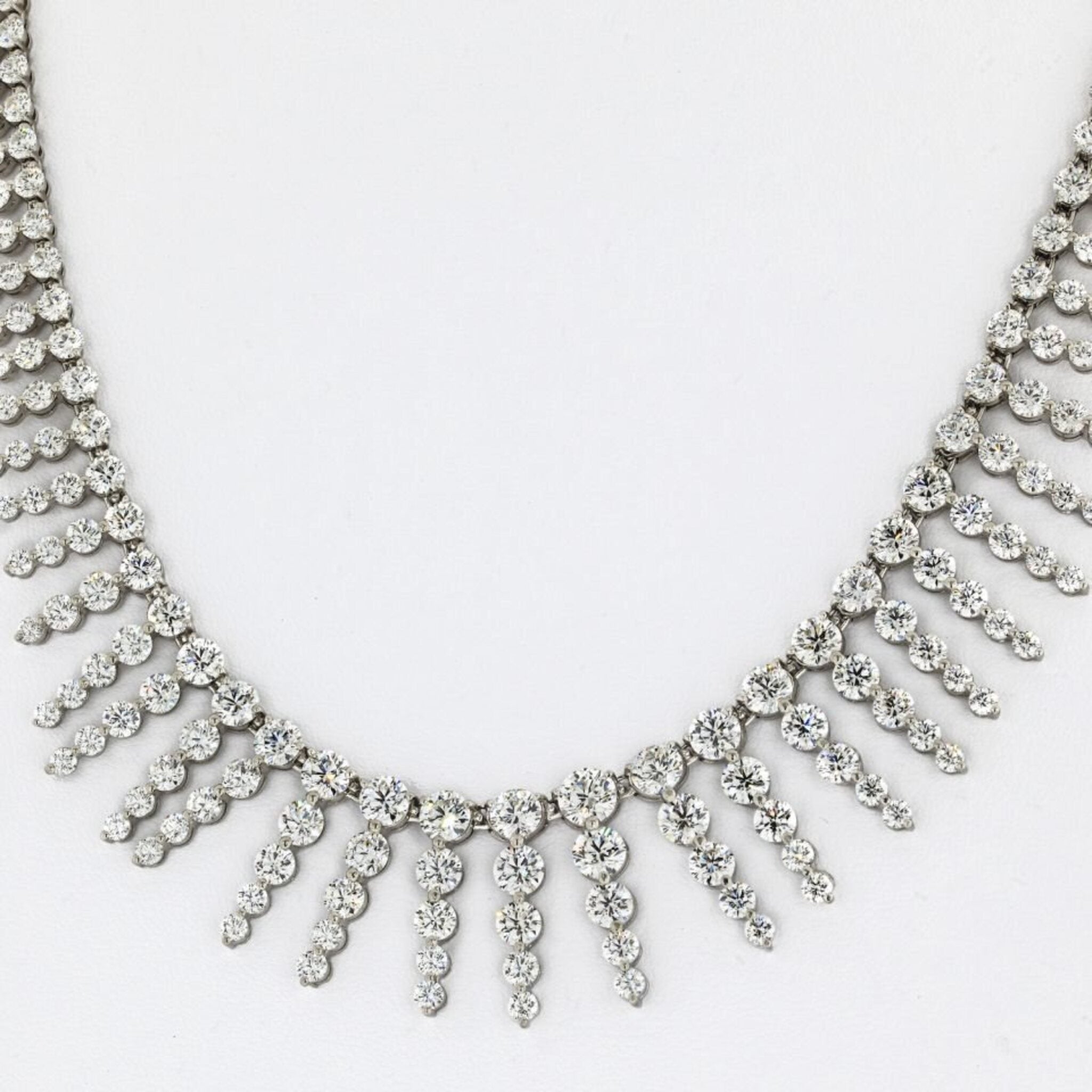 Platinum & 18K White Gold 23 Carat Diamond Bib Necklace