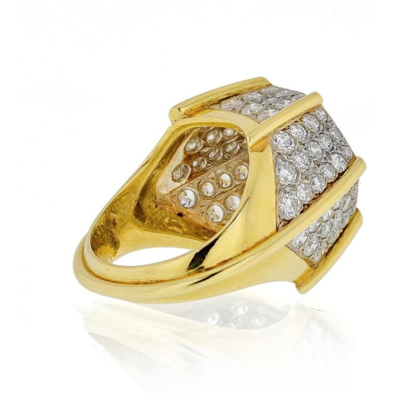 Platinum & 18K Yellow Gold 5.00 Carat Octagon Diamond 1980's Ring
