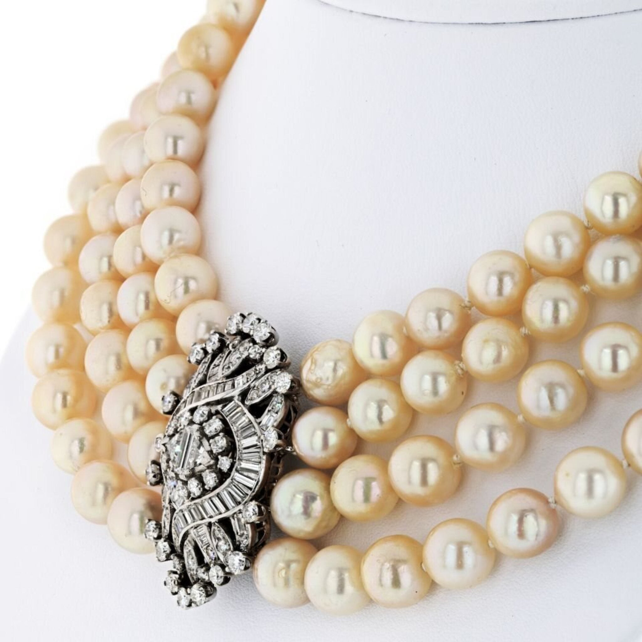 Layered pearl retro necklace set, elegant multi row pearl necklace - Ruby  Lane