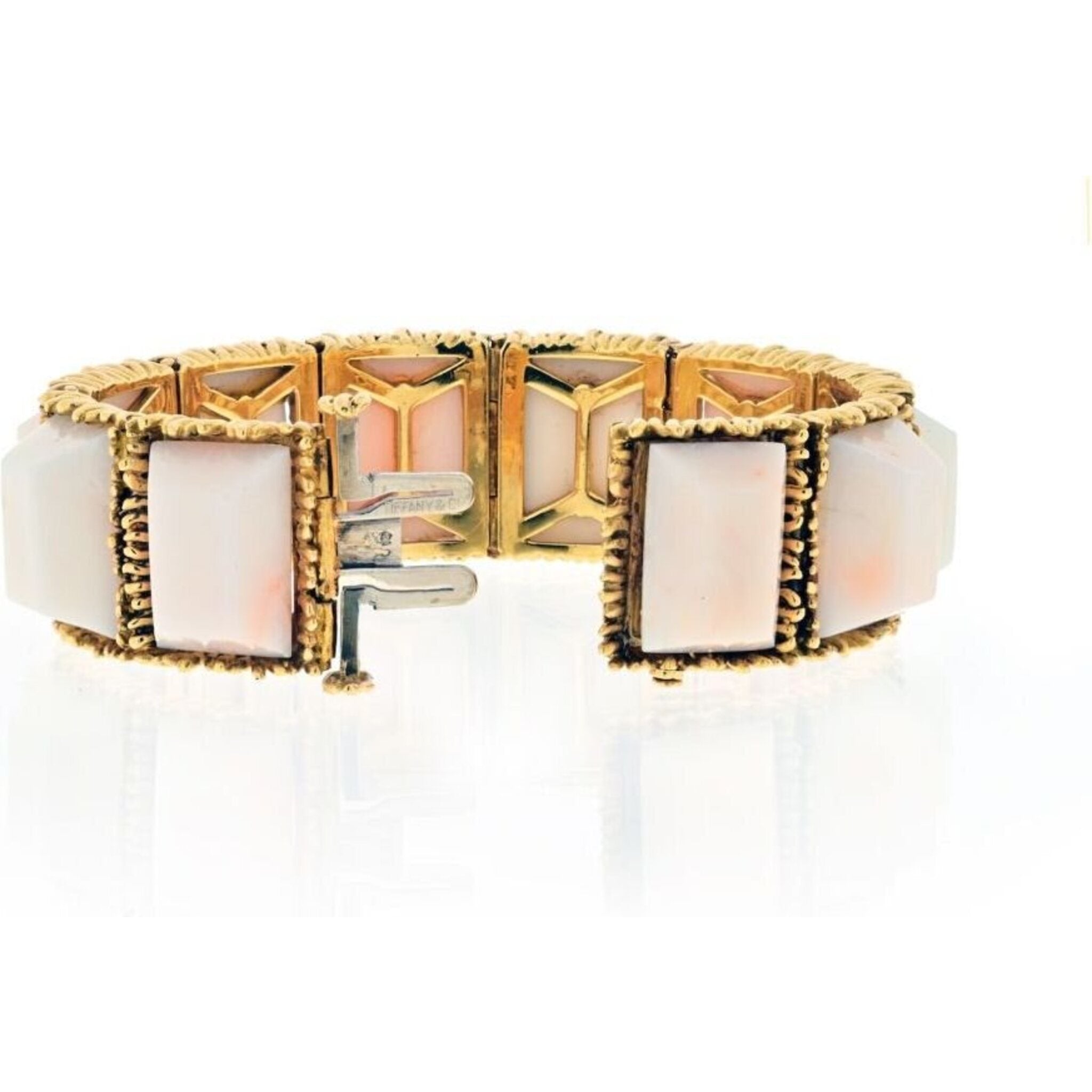 Tiffany 18K Yellow Gold Light Pink Coral Textured Semi