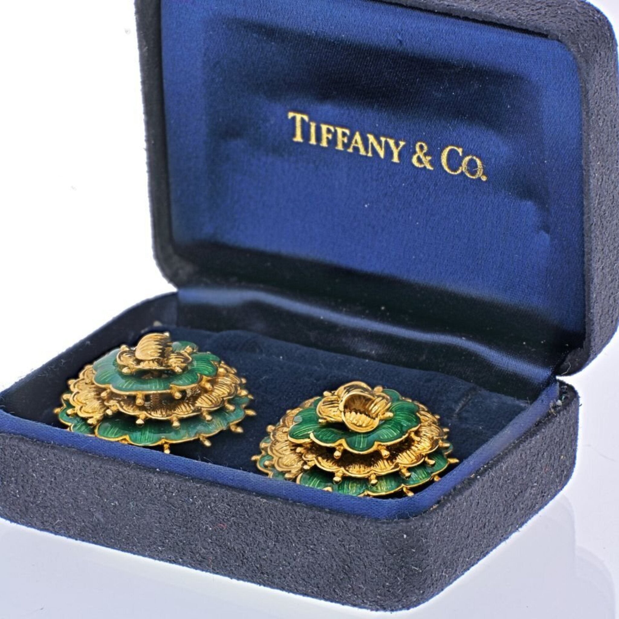 Tiffany 18K Yellow Gold Vintage Flower Earrings