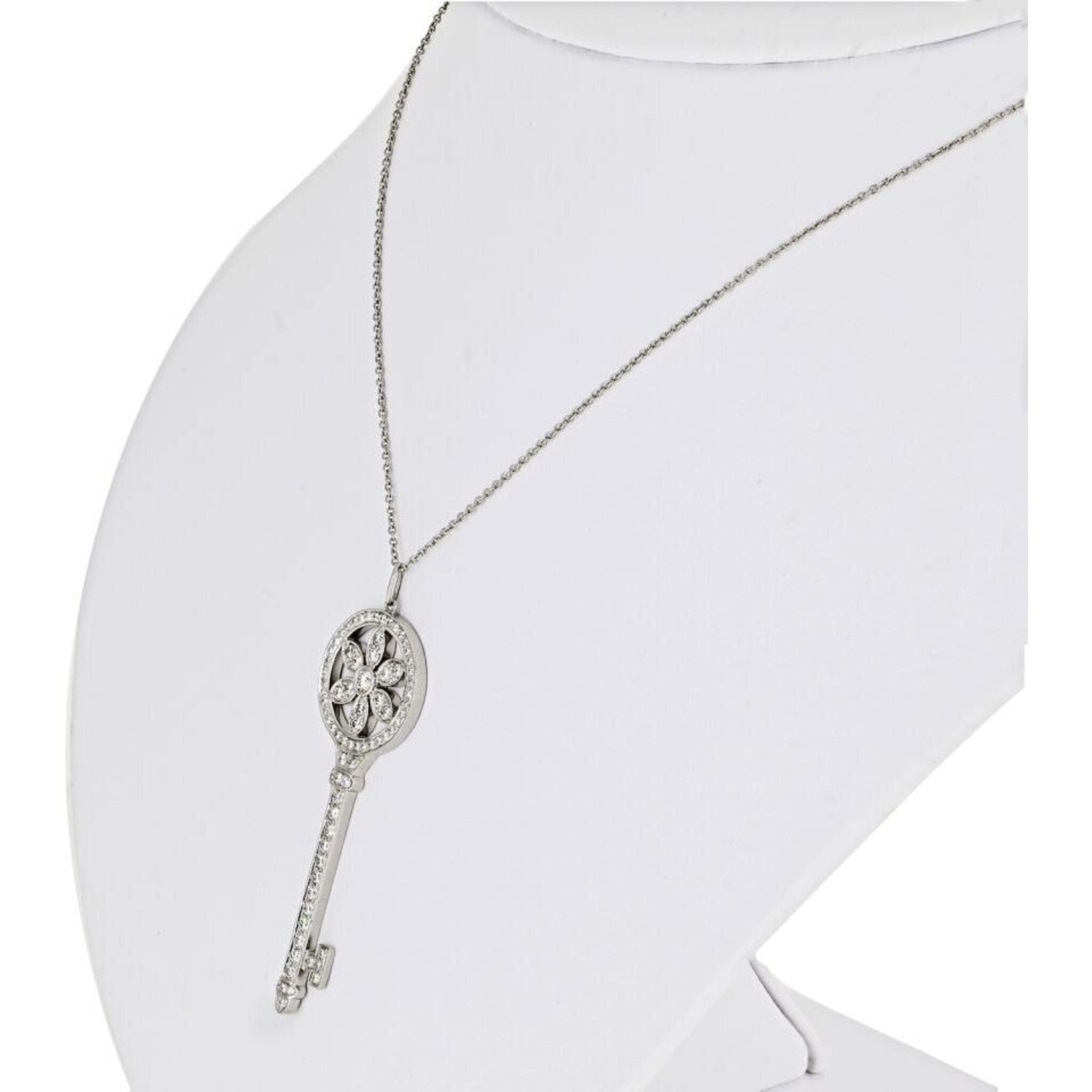 Sterling Silver Diamond Key Necklace