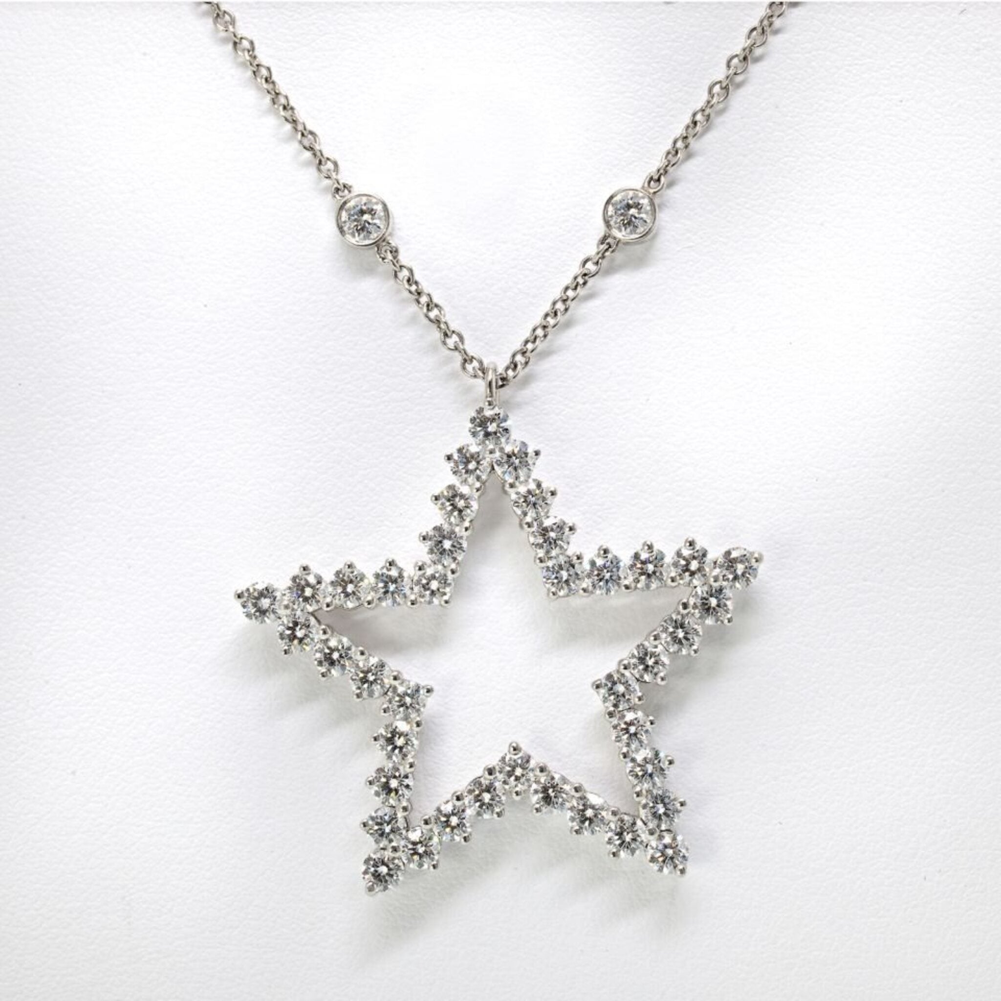 Tiffany & Co. - Platinum Diamond 5 Pointed Star on Diamond Chain Pendant