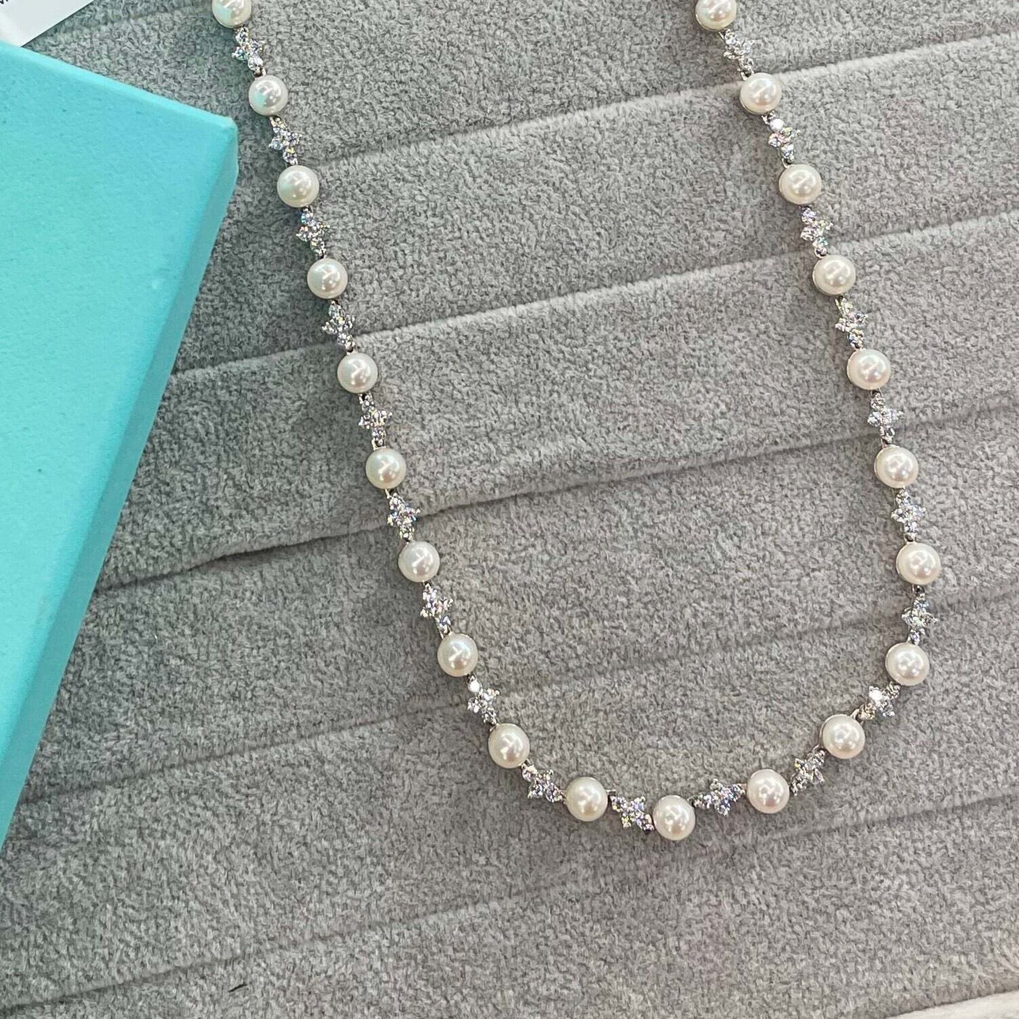 Tiffany & Co. - Platinum Diamond and Pearl Necklace