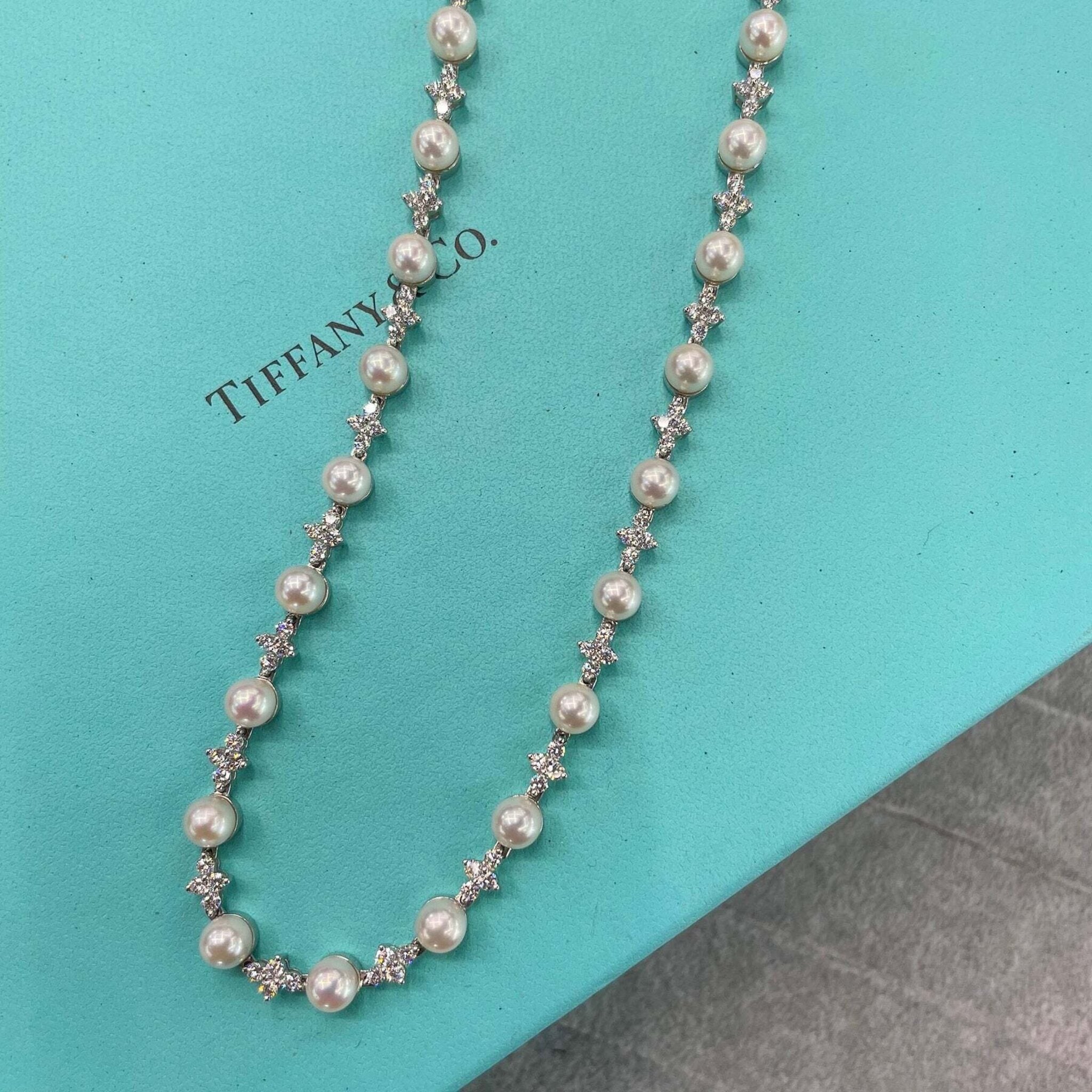 Pearl and diamond necklace tiffany Clearance