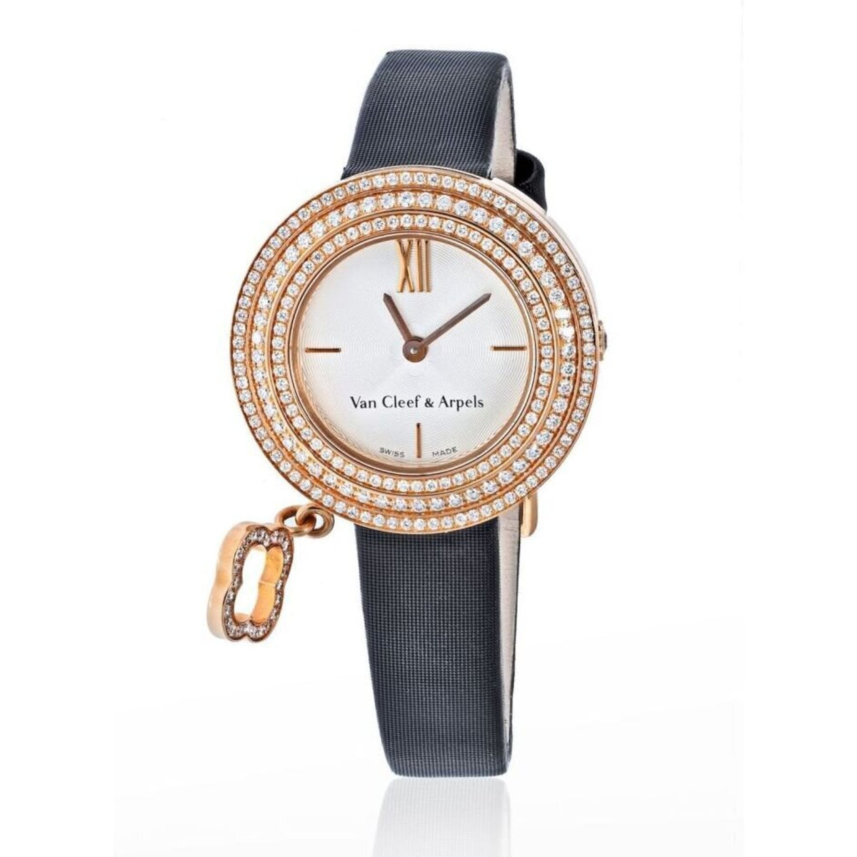 Van Cleef & Arpels - 18K Rose Gold Diamond Charm Alhambra 25MM Round Dial Ladies Watch