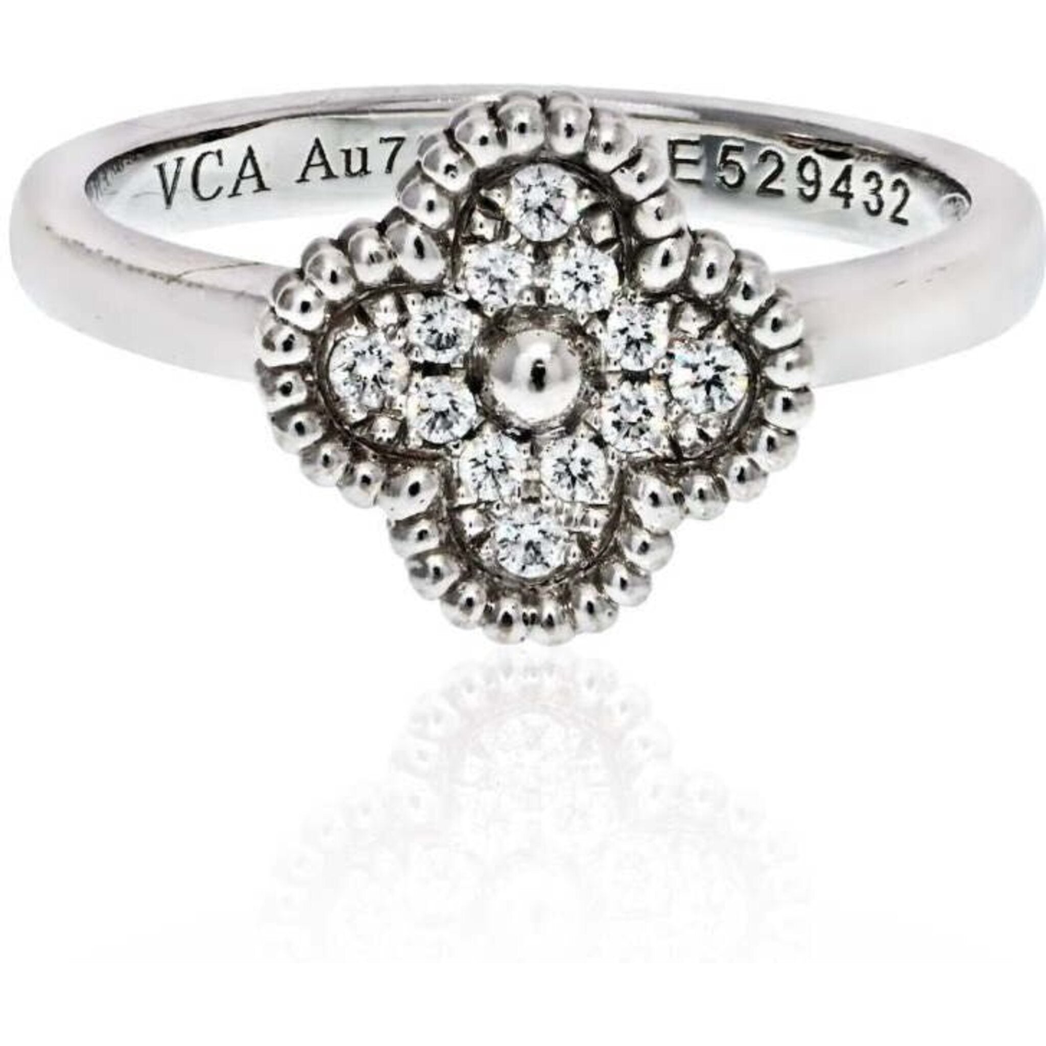 Van Cleef & Arpels - 18K White Gold Sweet Alhambra Diamond Size 47 Ring