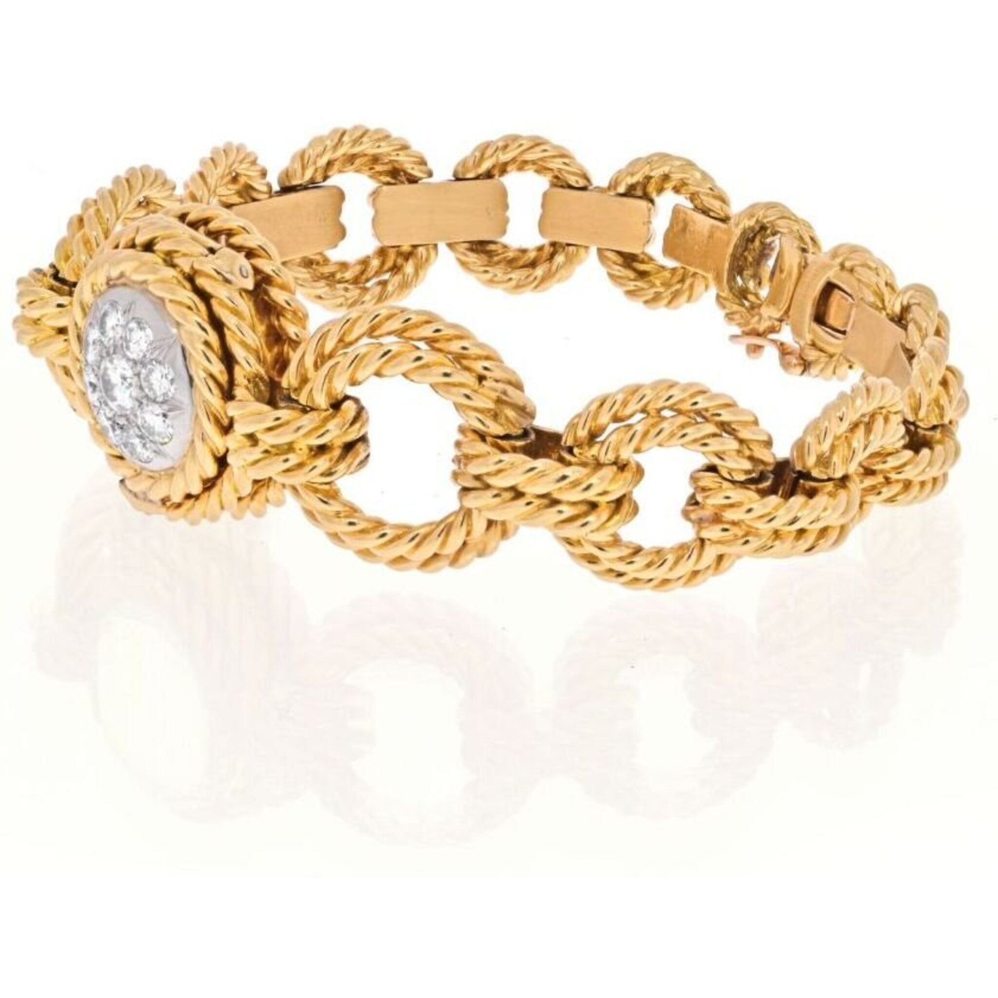 Van Cleef & Arpels - 18K Yellow Gold Diamond Cover Open Link