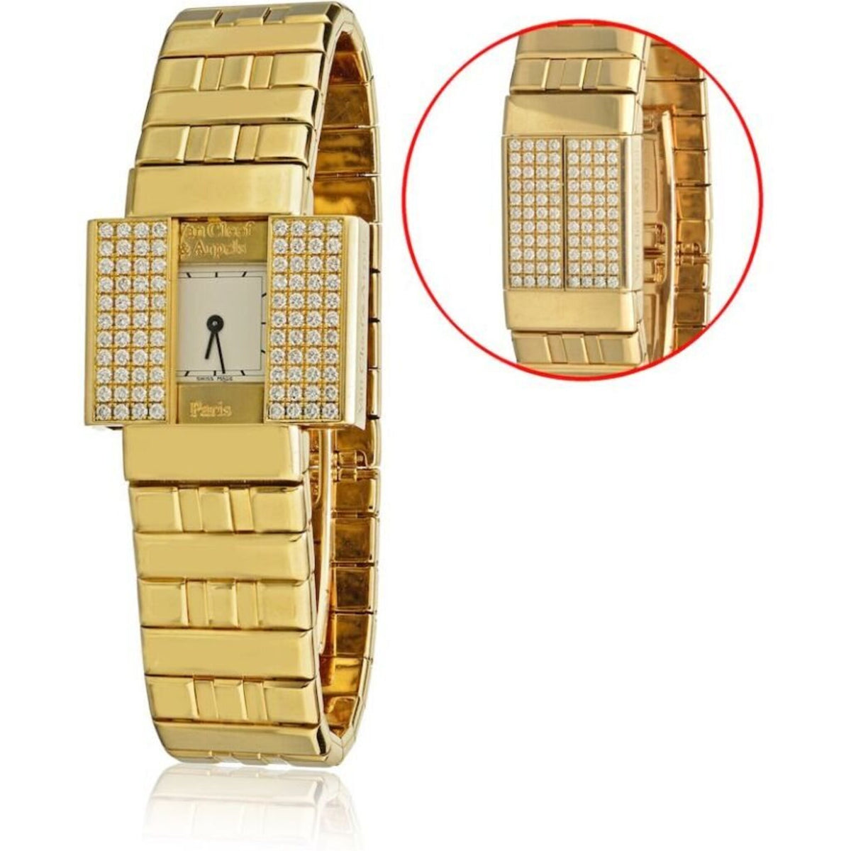 Van Cleef & Arpels - 18K Yellow Gold Domino 39 Diamond Bracelet Hidden Watch
