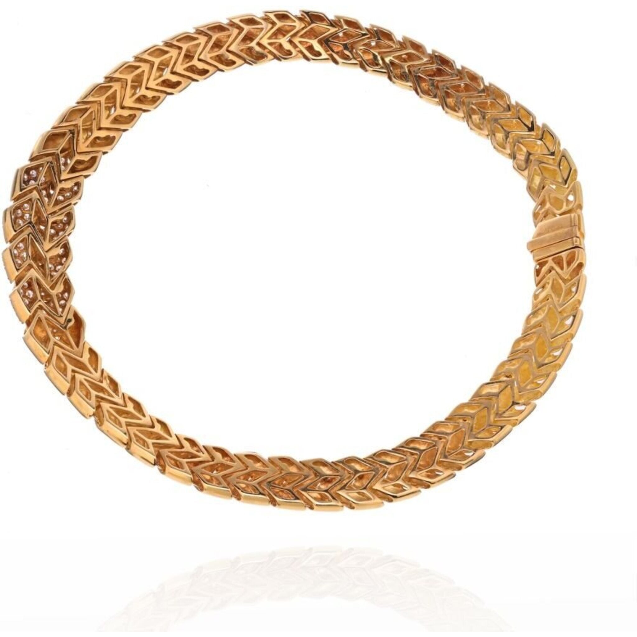 Van Cleef & Arpels - 18K Yellow Gold Substantial Woven Design Diamond  Collar Necklace