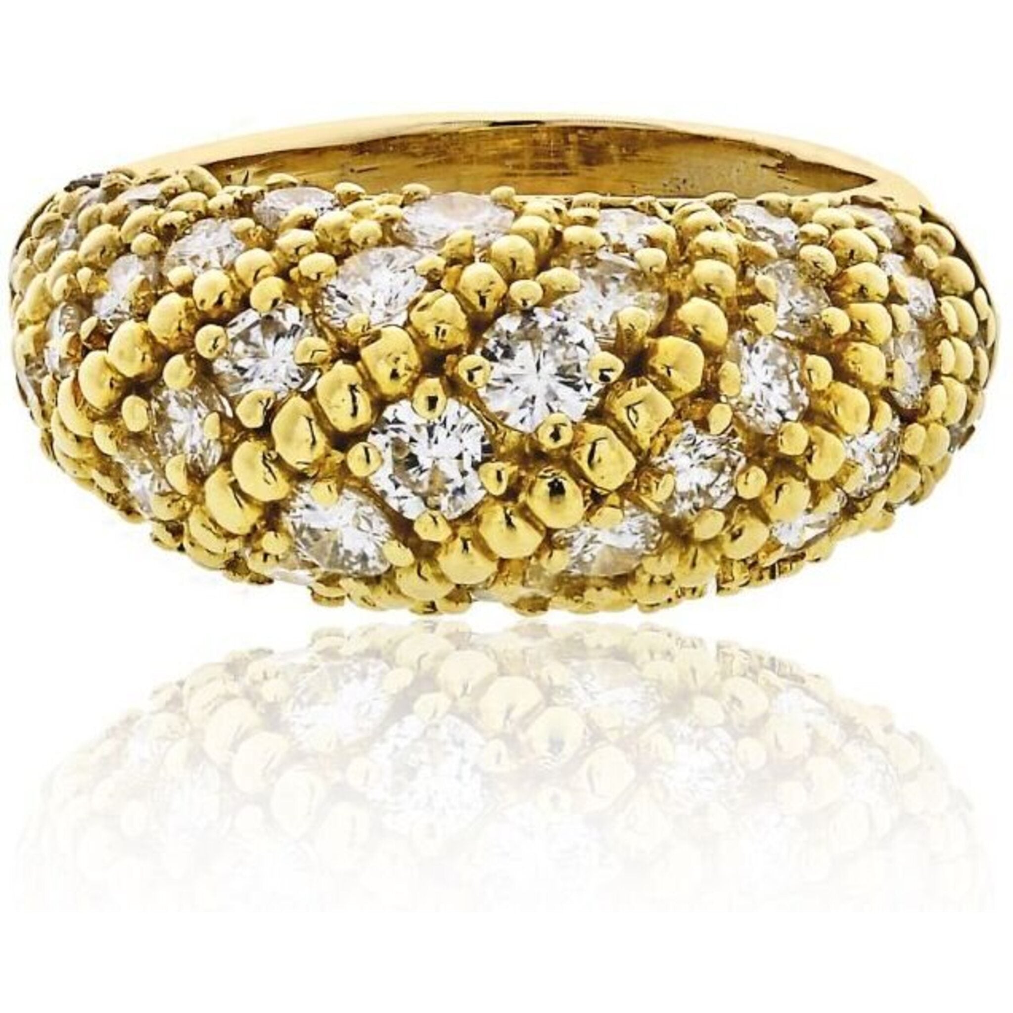 Perlée diamonds ring, 5 rows 18K yellow gold, Diamond - Van Cleef & Arpels