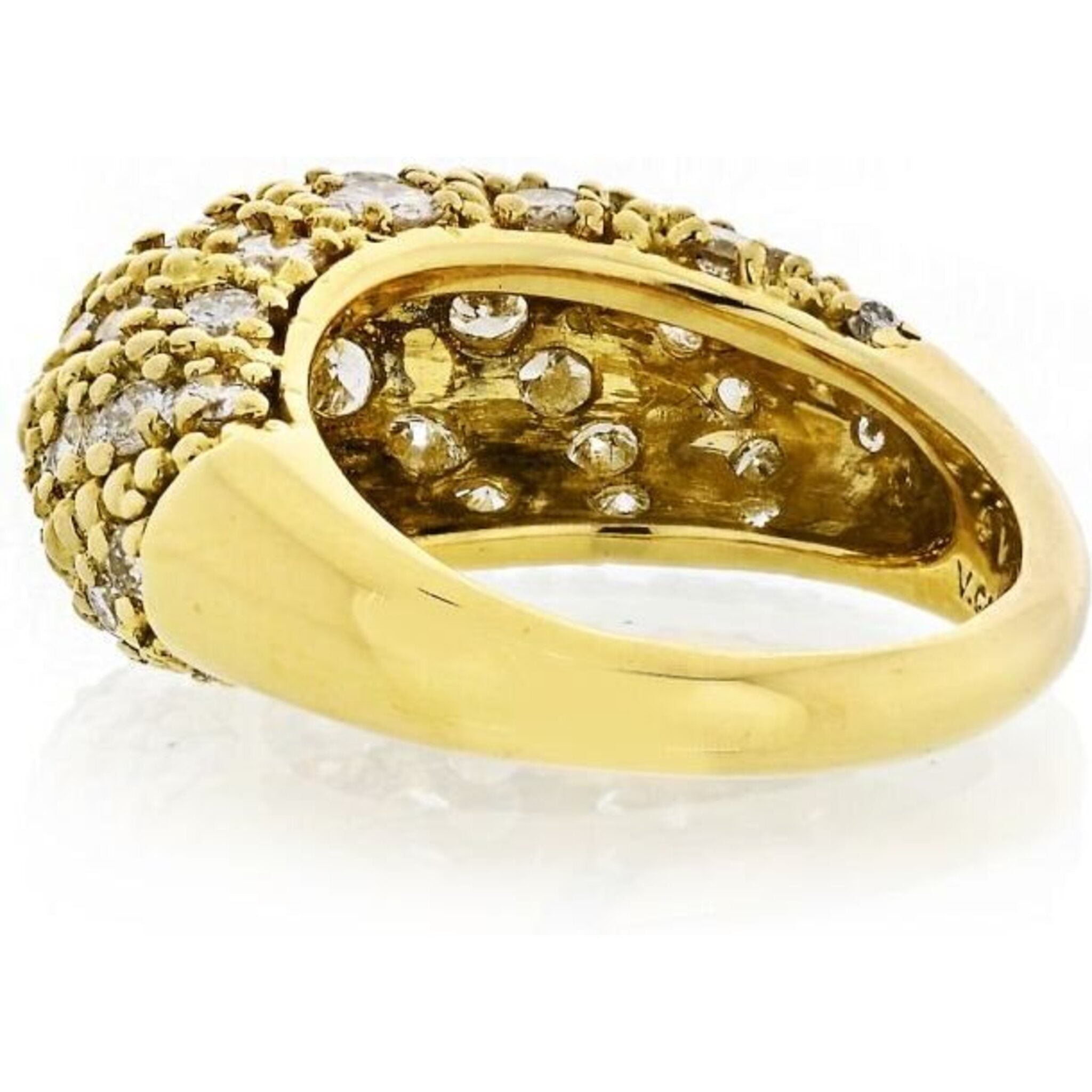 Perlée diamonds ring, 5 rows 18K yellow gold, Diamond - Van Cleef & Arpels