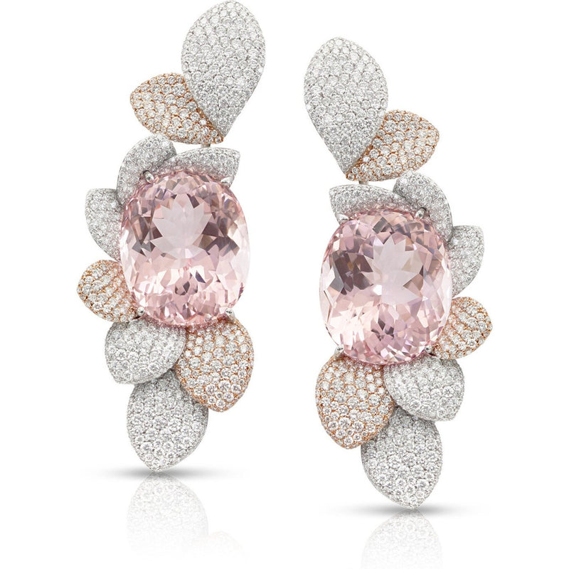 Pasquale Bruni  - Vento Atelier Earrings in 18k White and Rose Goldwith Morganite and Diamonds